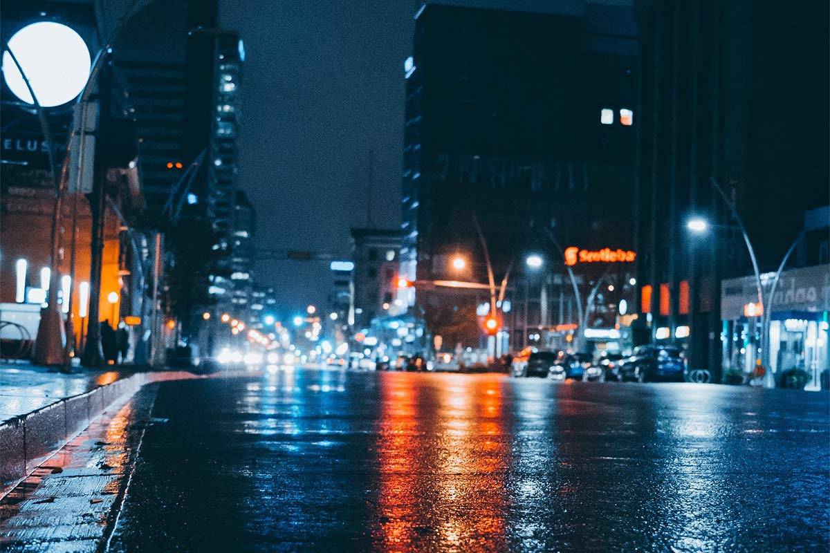 Rain on Jasper Ave, Edmonton, AB