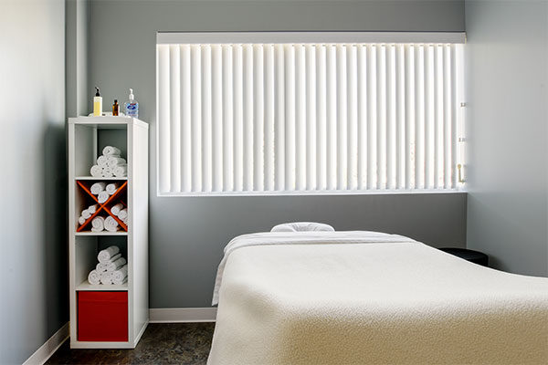 Massage therapy treatment room
